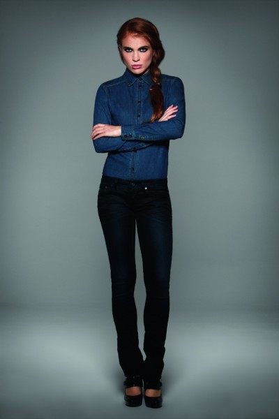 Damen Jeans-Hemd VISION von B&C, blau