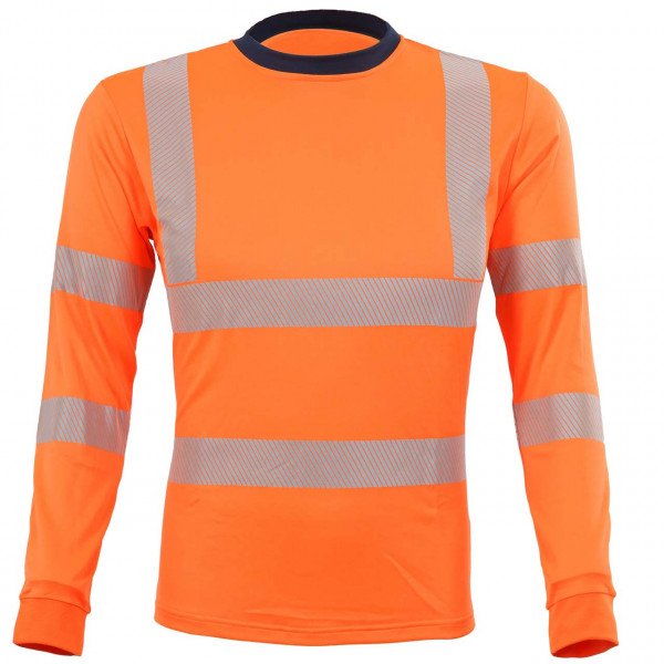 Grizzlyskin Premium Warnschutz- Longsleeve, UV-schützend, warnorange