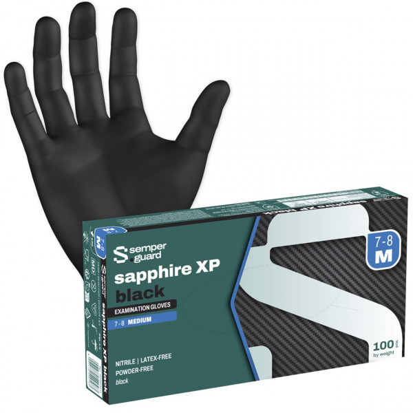 Nitril Einmalhandschuhe SAPPHIRE XP BLACK von SEMPERGUARD, schwarz