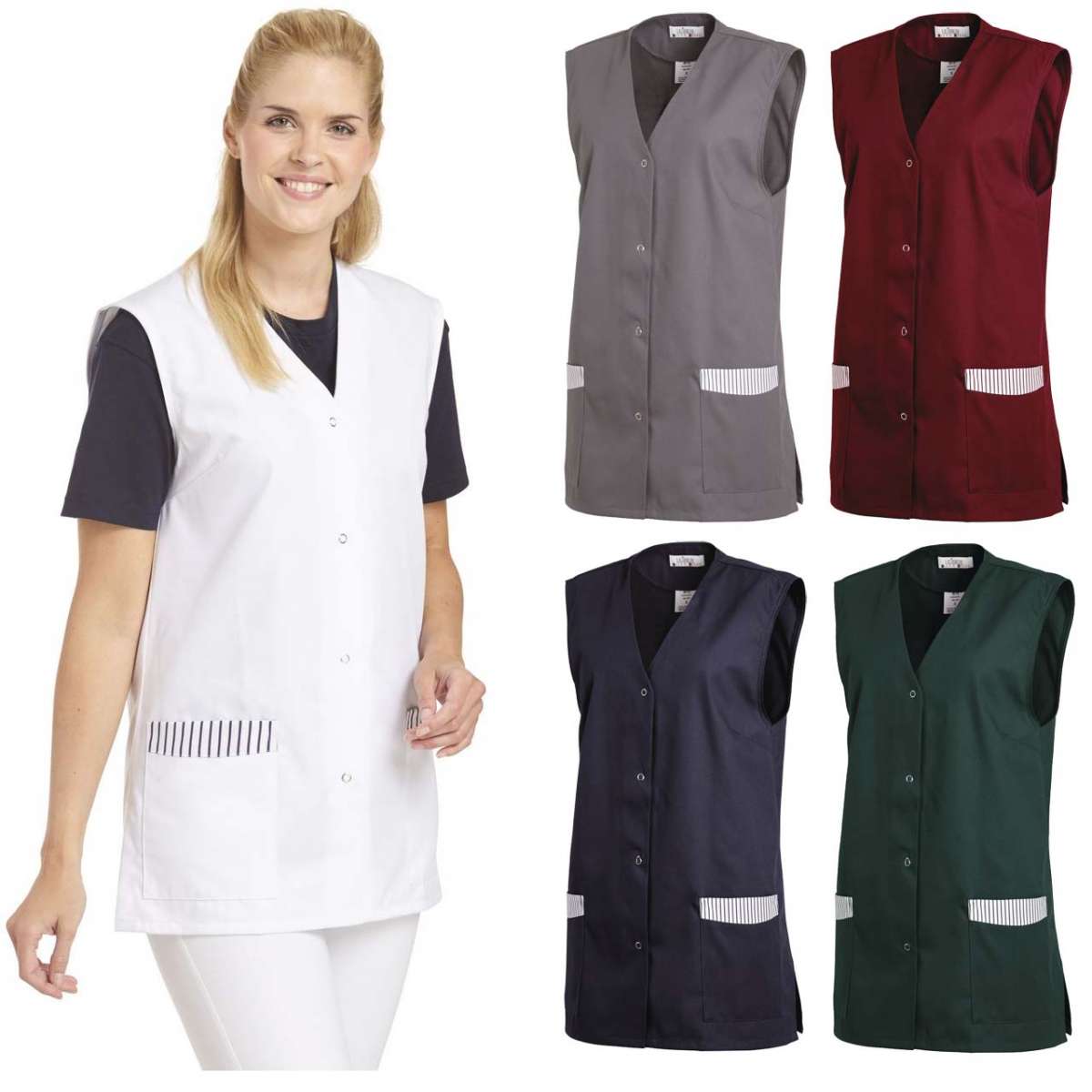 LEIBER Westenkasack - Damen-Kasack - ohne Arm - mit Druckknöpfen - grau LEIBER Westenkasack - Damen-Kasack - ohne Arm - mit Druckknöpfen - grau