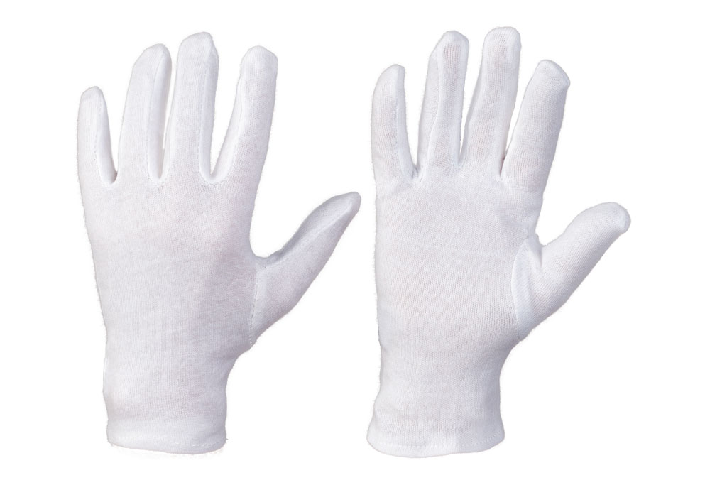 10 weiß Polierhandsch​uhe Stoffhandschuhe 48 Paar Baumwollhandschuhe Gr 