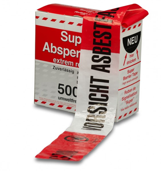 Asbest- Absperrband, rot-weiß, 6707
