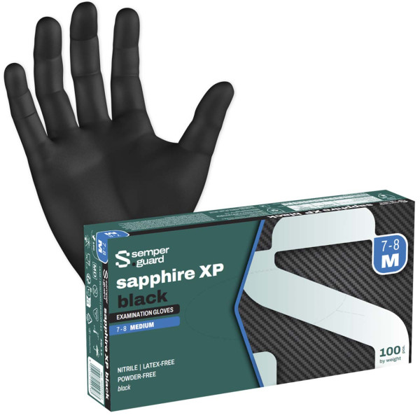 Nitril Einmalhandschuhe SAPPHIRE XP BLACK von SEMPERGUARD, schwarz